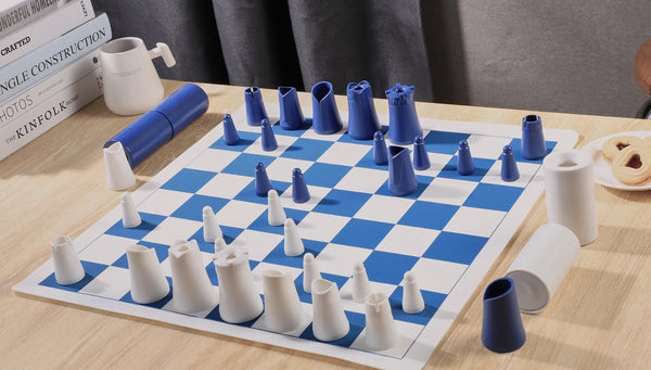 Crownes Chess Set - Plastic - Unique Magnetic Design, Compact Storage, Rollable Silicone Board