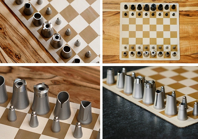 Crownes Chess Set Zinc Aloy: Magnetic Nesting Pieces, Compact Storage, and Rollable PU Leather Board