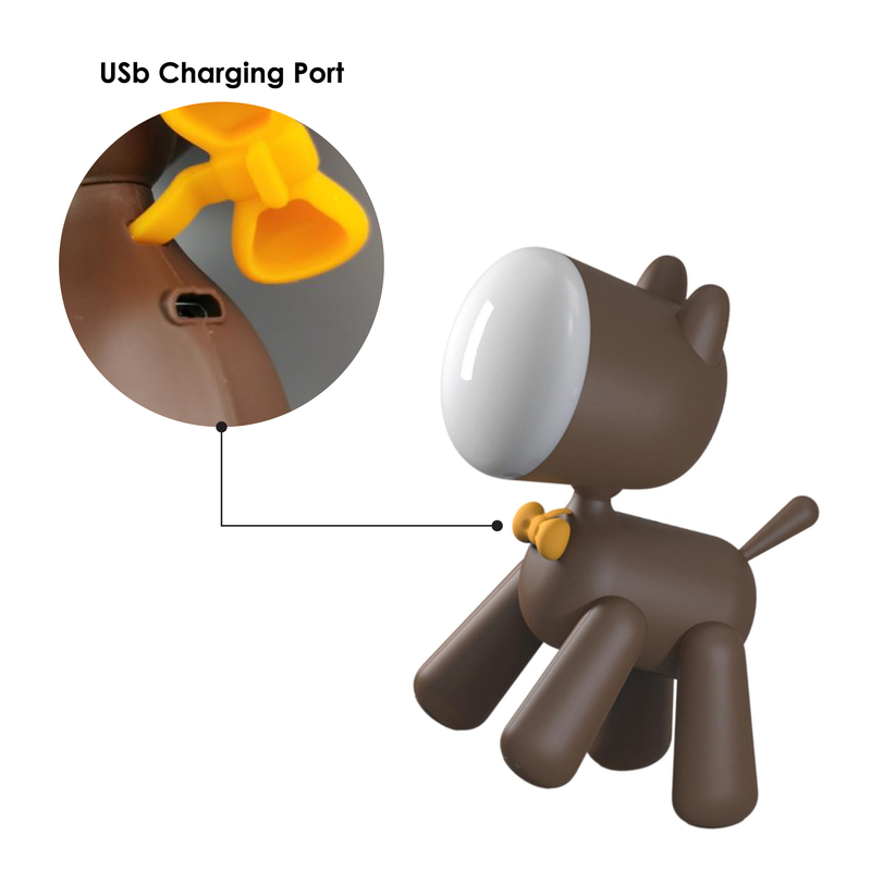 Puppy Lamp Janpim Brown hidden charging port