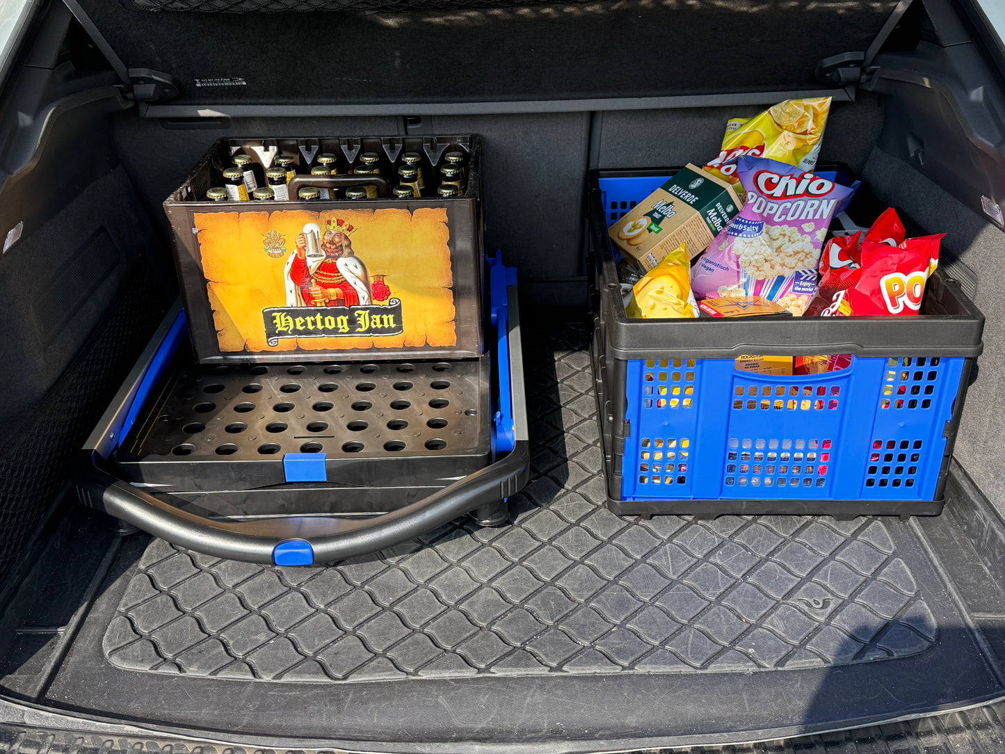 Foldable Trolley - Collapsible Utility Cart with 75 kg Capacity, Adjustable Handle, Durable Wheels, Includes 1 Crate