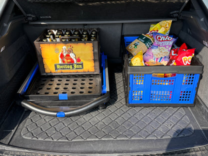 Foldable Trolley - Collapsible Utility Cart with 75 kg Capacity, Adjustable Handle, Durable Wheels, Includes 1 Crate