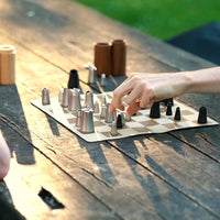 Crownes Chess Set Zinc Aloy: Magnetic Nesting Pieces, Compact Storage, and Rollable PU Leather Board