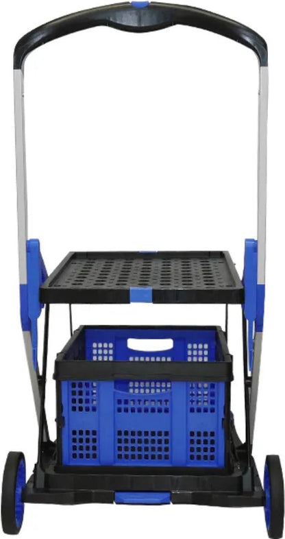 Foldable Trolley - Collapsible Utility Cart with 75 kg Capacity, Adjustable Handle, Durable Wheels, Includes 1 Crate