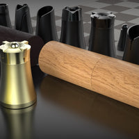 Crownes Chess Set Premium Stainless Steel: Magnetic Nesting Pieces, Compact Storage, and Rollable Genuine Leather Board