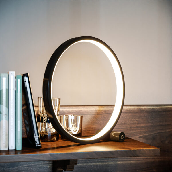 Round Heng Table Lamp - Slim & Minimalist Design | 25 cm Diameter | Touch Control | Black