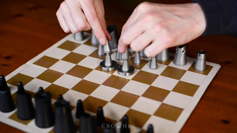 Crownes Chess Set Zinc Aloy: Magnetic Nesting Pieces, Compact Storage, and Rollable PU Leather Board