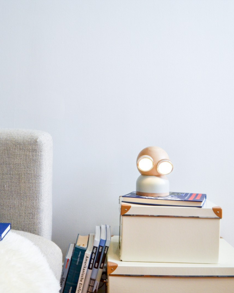 Mr. watt goggle lamp detachable head, rechargeable battery, and touch-sensitive dimmer for whimsical elegance