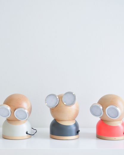 Mr. watt goggle lamp detachable head, rechargeable battery, and touch-sensitive dimmer for whimsical elegance