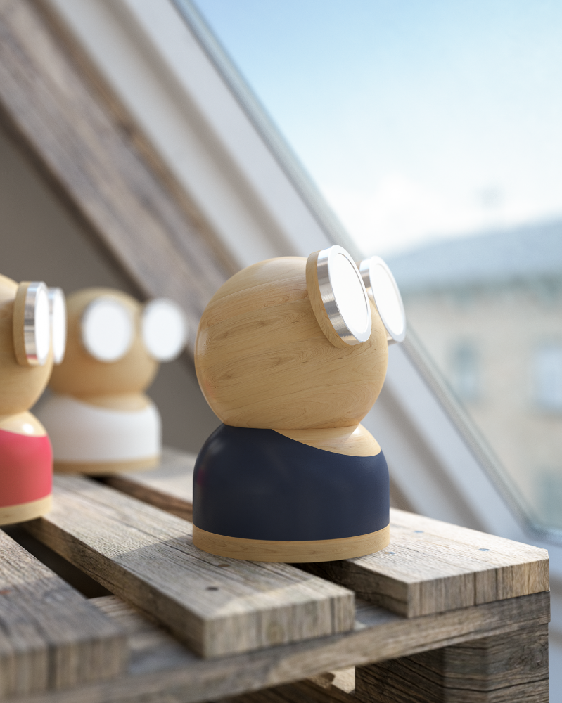 Mr. watt goggle lamp detachable head, rechargeable battery, and touch-sensitive dimmer for whimsical elegance