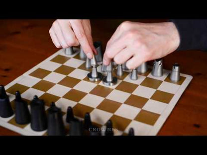 Crownes Chess Set - Plastic - Unique Magnetic Design, Compact Storage, Rollable Silicone Board