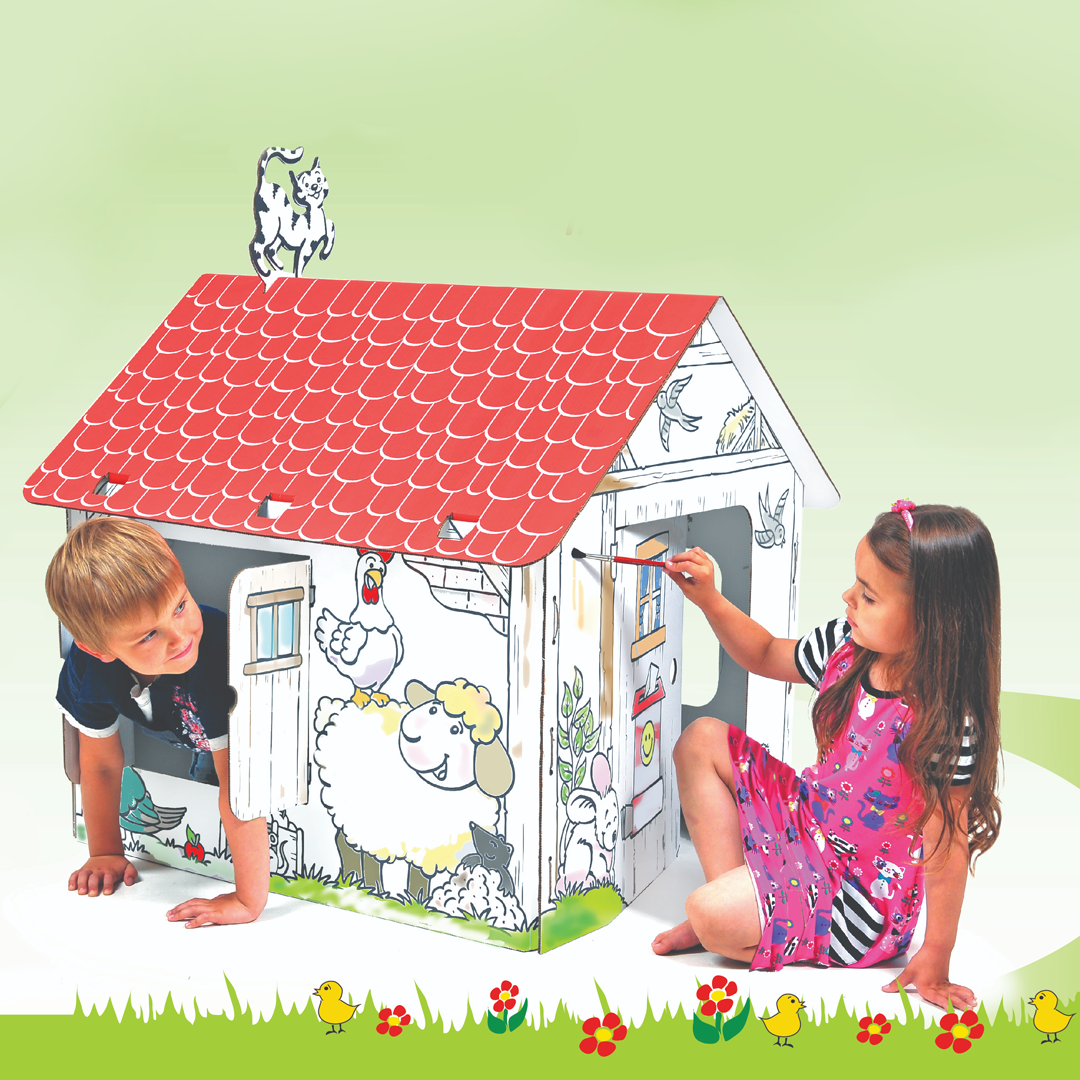 AnnaHouse - Kids' Paintable Playhouse with Modern Design for Creative Fun