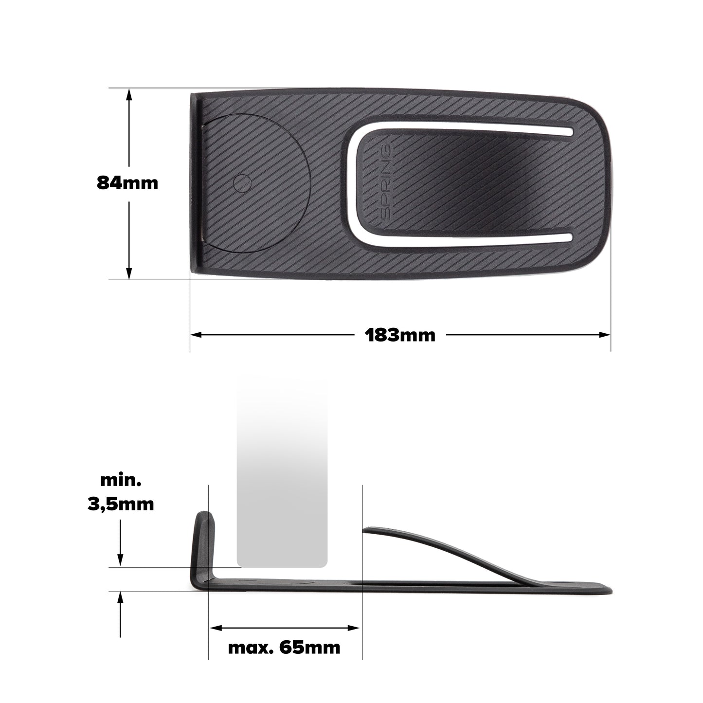 DoorStop SPRING – Compact Door Holder, No Drilling, Adhesive Mount, 42g, 3M Tape