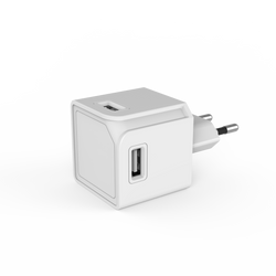 USB-Cube Original: Compact 4-port USB-A hub with high-speed data transfer and smart charging capabilities, featuring a sleek and modern design
