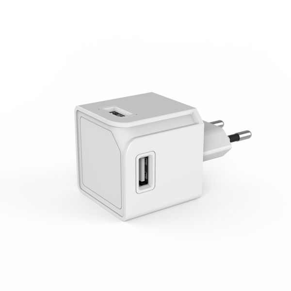 USB-Cube Original: Compact 4-port USB-A hub with high-speed data transfer and smart charging capabilities, featuring a sleek and modern design