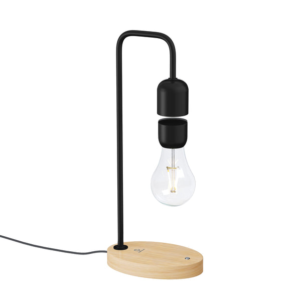 Levitating Lamp Edison-Style Light Bulb with Oak Base: Magnetic Levitation, Eye-Catching Design