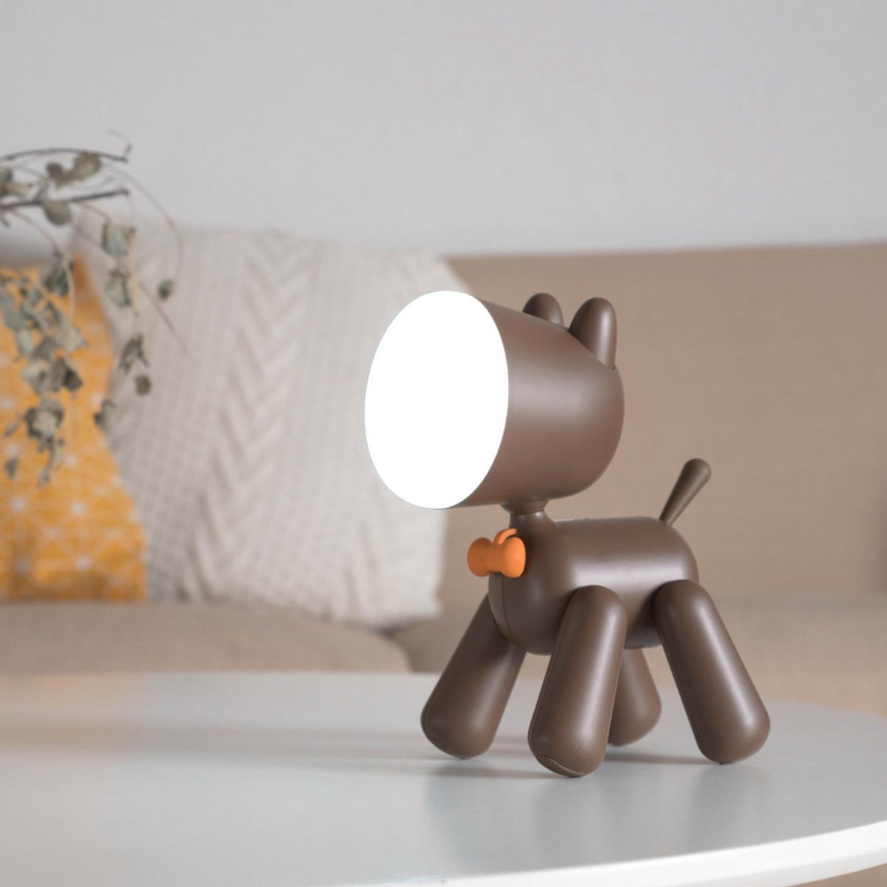 Puppy Lamp Janpim Brown on table 