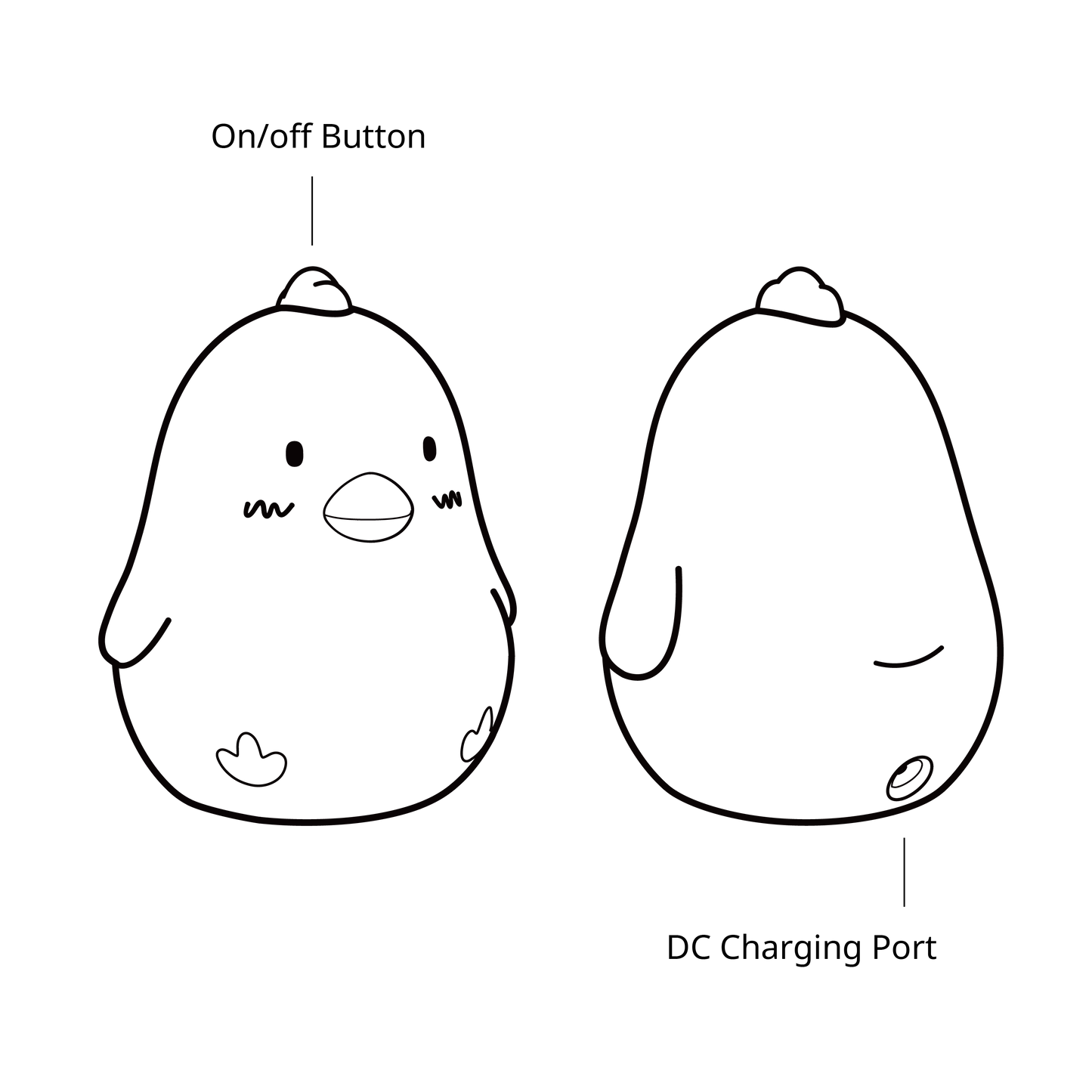 ChickenLamp MUID - Silicone LED Lamp in Chicken Shape, Playful Design, 30 cm Tall