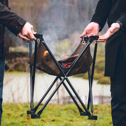 FoldingFire Outdoor BBQ + Grill with Fecralloy® Innovation, Adjustable Height, and Portability!