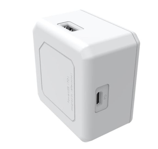USB-Cube Power 60W USB-PD charger featuring multiple ports for fast and efficient power delivery. Compact design ideal for home or travel use.